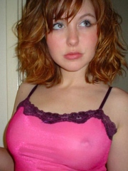 Seper charming european teen with curly red hair