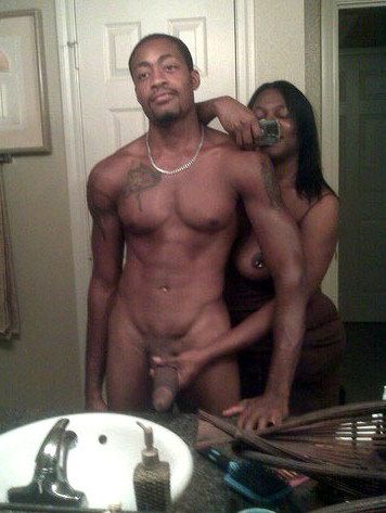 African Porn Photos. Large Photo #3: Black couple takes selfshot photos  being naked in front of mirror..